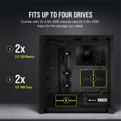 4000D AIRFLOW Tempered Glass Mid-Tower ATX Case — Μαύρο